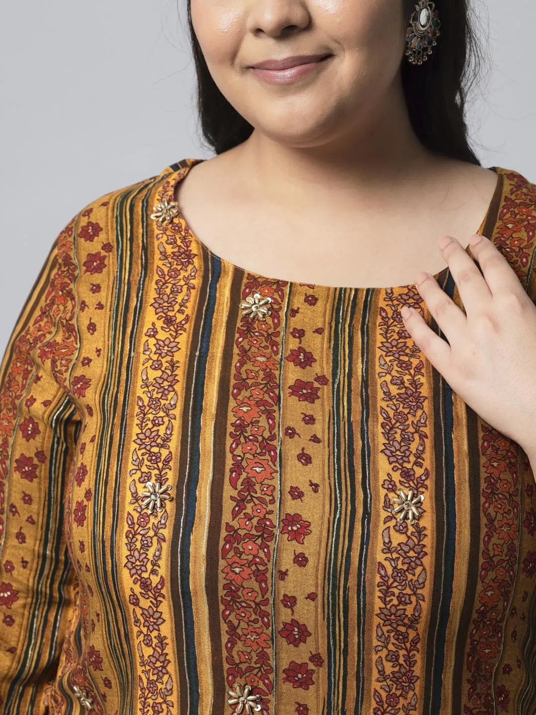 Women's Mustard Rayon Straight Kurta