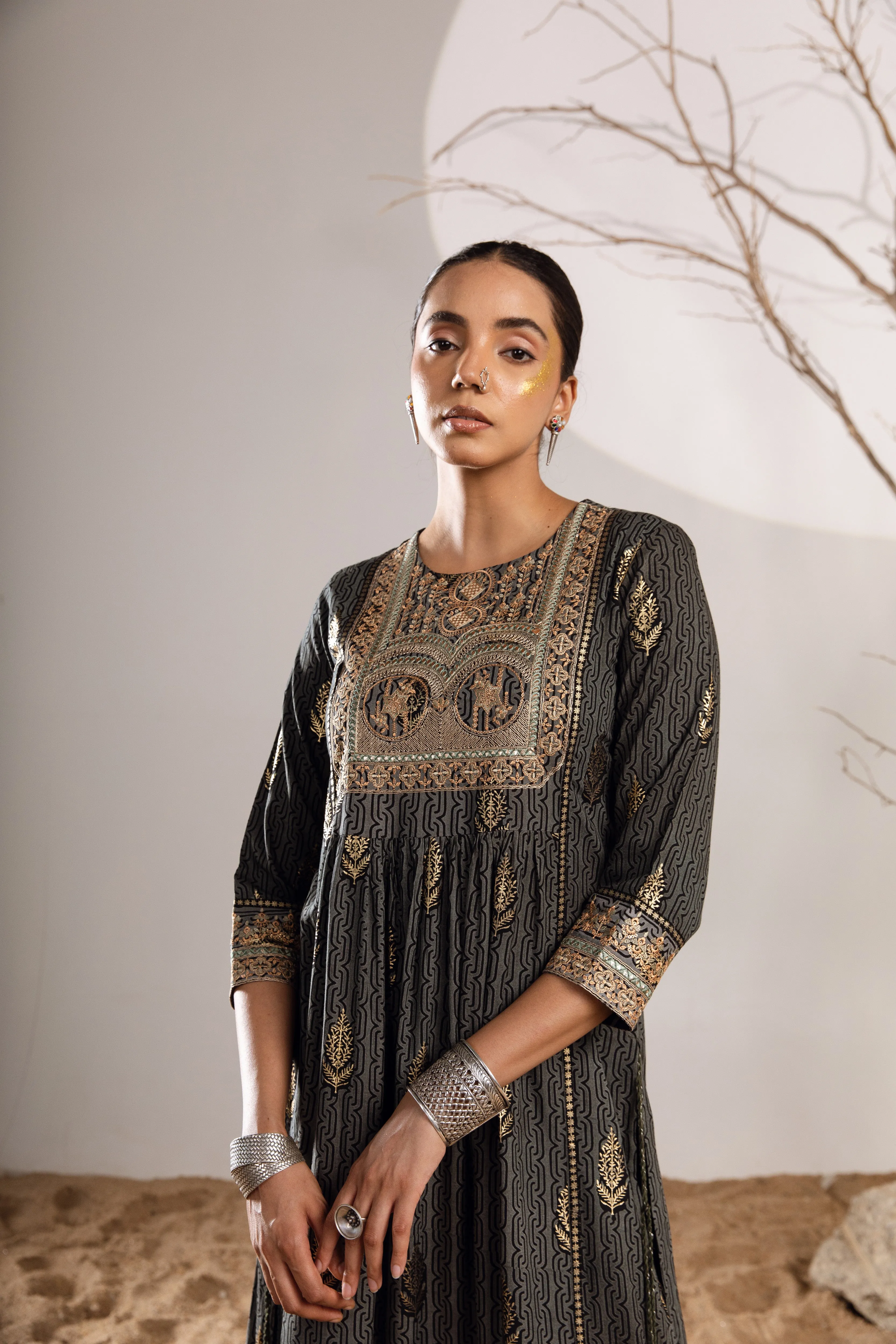 Women's Rayon Grey Nyara Cut A-Line Kurta
